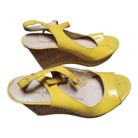 Franco Sarto Yellow Safari Wedge Sandals with Slingback Strap - Size 5.5M - Picture 2 of 6